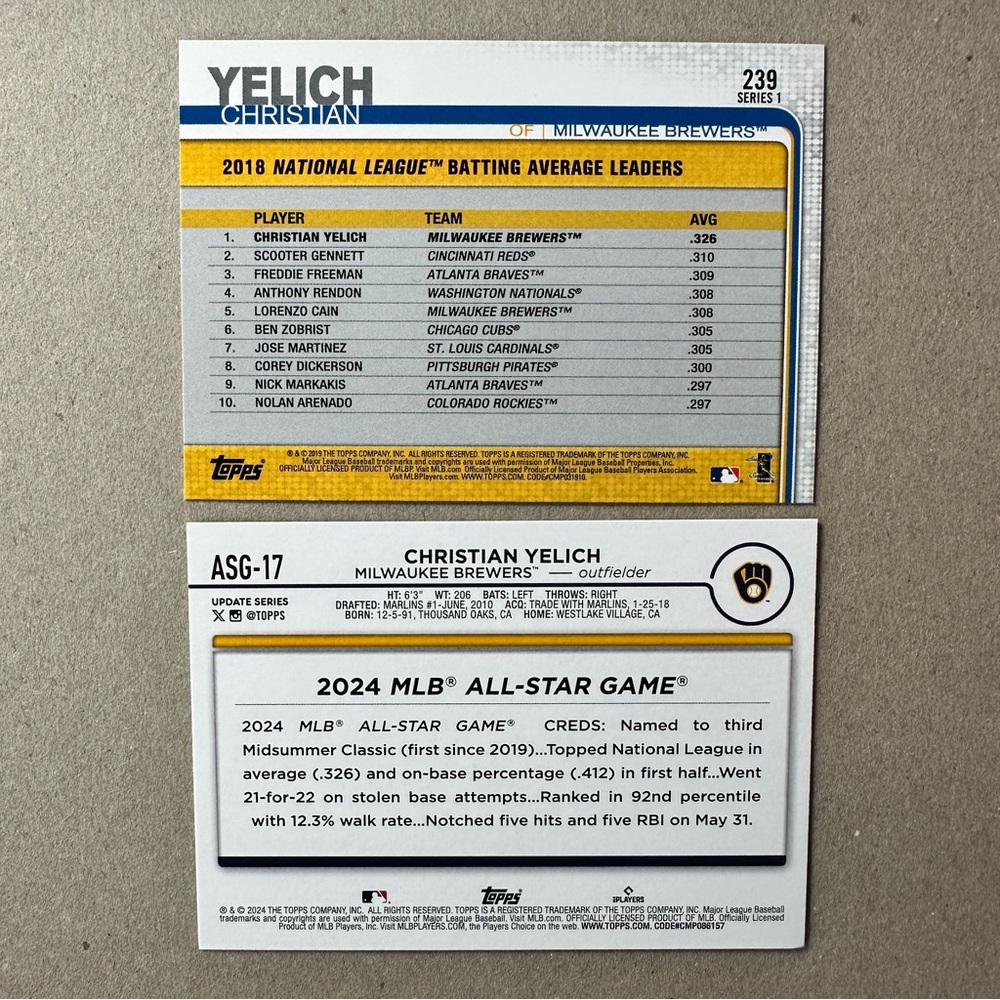 Christian Yelich/Brice Turang w/ Woodruff aces in Brewers lot of 13 - Picture 7 of 13